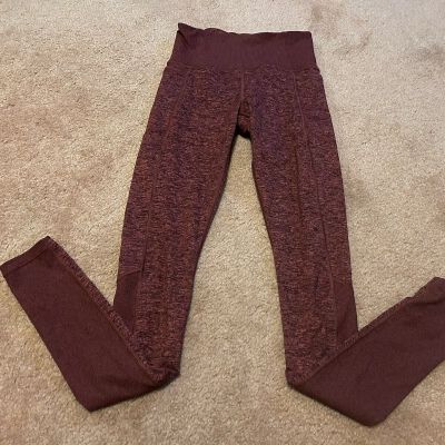 Athleta Leggings Womens XS Maroon Exhale Heel Tight Media Pockets Athletic